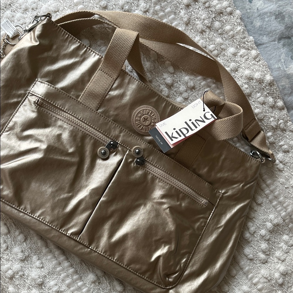 Kipling Metallic Bronze Messenger Bag new with tags